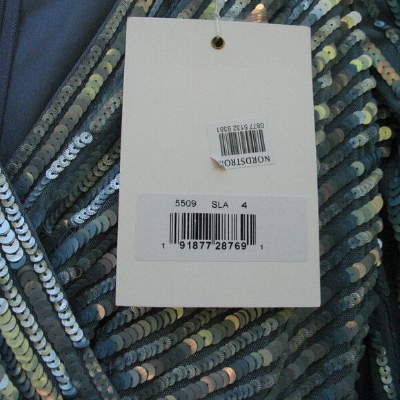 Mac Duggal 5509 Womens Blue Sequin Wrap Over 3/4 Sleeve Gown - Picture 14 of 14